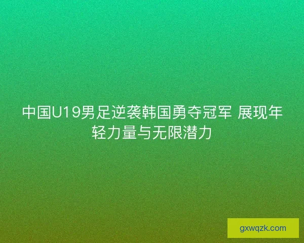 中国U19男足逆袭韩国勇夺冠军 展现年轻力量与无限潜力