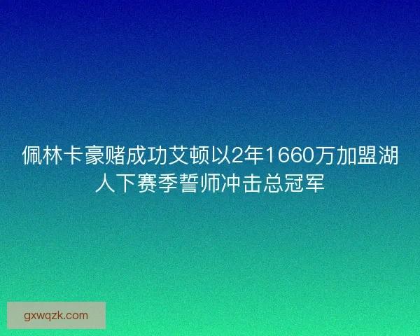 佩林卡豪赌成功艾顿以2年1660万加盟湖人下赛季誓师冲击总冠军
